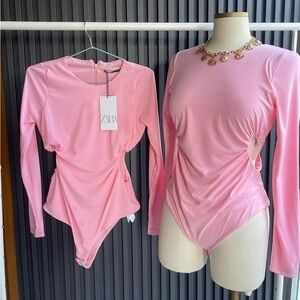 ZARA draped bubble gum bodysuit 3067/035